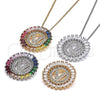 Collares con Dije 04.210.0023.3.20 Rodio Laminado, Diseño de Iniciales, con Zirconia Cubica Multicolor, Pulido, Rodinado (Grosor 02 MM, 20 Pulgadas de Largo)