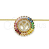 Collares con Dije 04.210.0024.1.20 Oro Laminado, Diseño de Iniciales, con Multicolor Zirconia Cubica, Pulido, Tono Dorado (02 MM Thickness, 20 Inches Length)