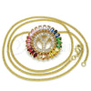 Collares con Dije 04.210.0024.1.20 Oro Laminado, Diseño de Iniciales, con Multicolor Zirconia Cubica, Pulido, Tono Dorado (02 MM Thickness, 20 Inches Length)
