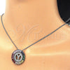 Collares con Dije 04.210.0024.3.20 Rodio Laminado, Diseño de Iniciales, con Zirconia Cubica Multicolor, Pulido, Rodinado (Grosor 02 MM, 20 Pulgadas de Largo)