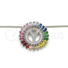 Collares con Dije 04.210.0024.3.20 Rodio Laminado, Diseño de Iniciales, con Zirconia Cubica Multicolor, Pulido, Rodinado (Grosor 02 MM, 20 Pulgadas de Largo)