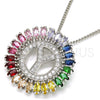 Collares con Dije 04.210.0024.3.20 Rodio Laminado, Diseño de Iniciales, con Zirconia Cubica Multicolor, Pulido, Rodinado (Grosor 02 MM, 20 Pulgadas de Largo)