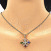 Collares con Dije 04.210.0028.18 Oro Laminado, con Multicolor Zirconia Cubica, Pulido, Tono Dorado (02 MM Thickness, 18 Inches Length)