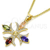 Collares con Dije 04.210.0028.18 Oro Laminado, con Multicolor Zirconia Cubica, Pulido, Tono Dorado (02 MM Thickness, 18 Inches Length)