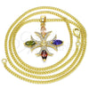 Collares con Dije 04.210.0028.18 Oro Laminado, con Multicolor Zirconia Cubica, Pulido, Tono Dorado (02 MM Thickness, 18 Inches Length)