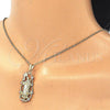 Dije Religioso 05.213.0058 Oro Laminado, Diseño de Guadalupe y Cruz, con Blanca Zirconia Cubica, Pulido, Tono Dorado