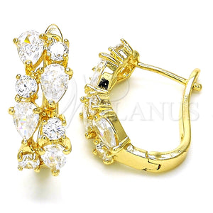 Argolla Huggie 02.316.0051.2.15 Oro Laminado, con Blanca Zirconia Cubica, Pulido, Tono Dorado