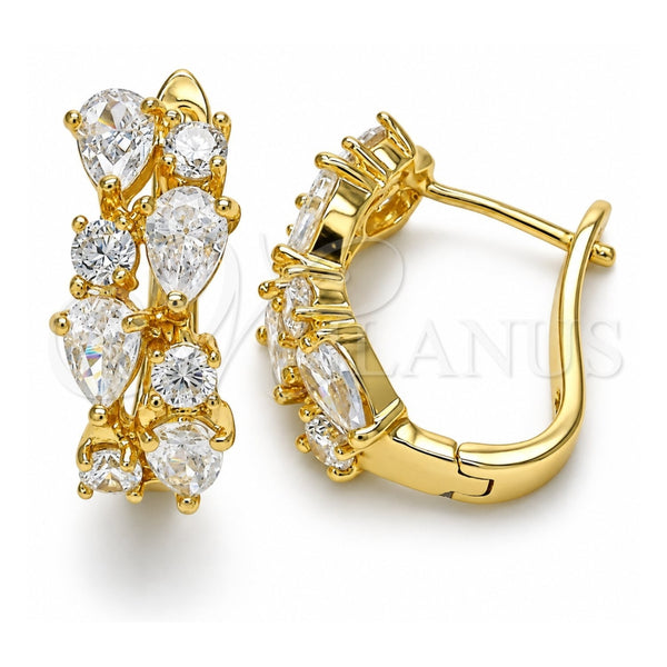 Argolla Huggie 02.316.0051.2.15 Oro Laminado, con Zirconia Cubica Blanca, Pulido, Tono Dorado