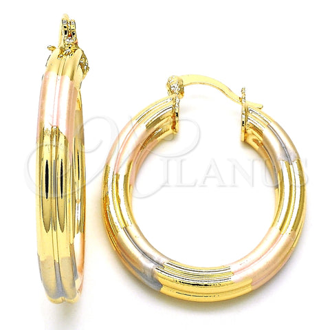 Argolla Mediana 02.170.0247.30 Oro Laminado, Pulido, Tres Tonos