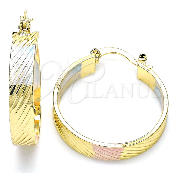 Argolla Mediana 02.170.0248.25 Oro Laminado, Diamantado, Tres Tonos
