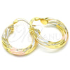 Argolla Pequeña 02.170.0249.25 Oro Laminado, Diseño de Torcido, Pulido, Tres Tonos