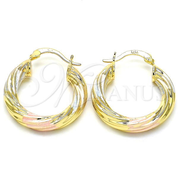 Argolla Pequeña 02.170.0249.25 Oro Laminado, Diseño de Torcido, Pulido, Tres Tonos