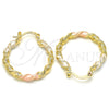 Argolla Pequeña 02.170.0251.25 Oro Laminado, Diseño de Torcido, Pulido, Tres Tonos