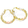Argolla Pequeña 02.170.0251.25 Oro Laminado, Diseño de Torcido, Pulido, Tres Tonos