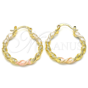 Argolla Pequeña 02.170.0251.25 Oro Laminado, Diseño de Torcido, Pulido, Tres Tonos