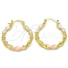 Argolla Pequeña 02.170.0251.25 Oro Laminado, Diseño de Torcido, Pulido, Tres Tonos