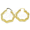 Argolla Mediana 02.170.0124.30 Oro Laminado, Diseño de Torcido, Pulido, Tono Dorado