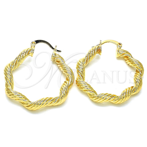 Argolla Mediana 02.170.0124.30 Oro Laminado, Diseño de Torcido, Pulido, Tono Dorado