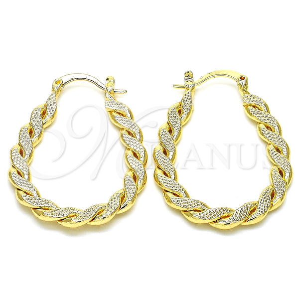 Argolla Pequeña 02.170.0253.25 Oro Laminado, Diseño de Torcido, Pulido, Tono Dorado