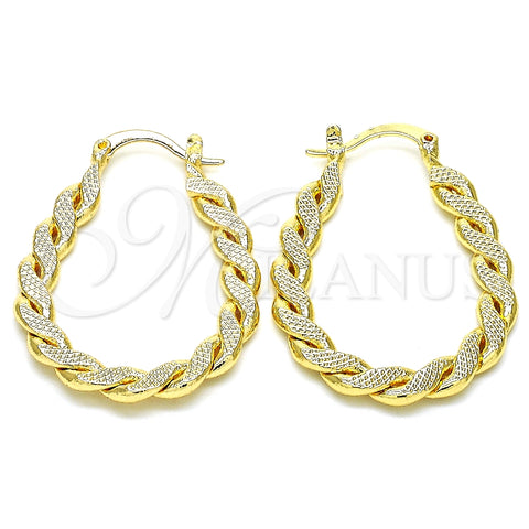 Argolla Pequeña 02.170.0253.25 Oro Laminado, Diseño de Torcido, Pulido, Tono Dorado