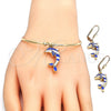 Collar, Pulsera, Dije y Anillo 10.63.0590.1 Oro Laminado, Diseño de Delfín, con Cristal Blanca, Esmaltado Azul, Tono Dorado