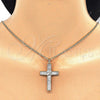 Collares con Dije 04.210.0031.18 Oro Laminado, Diseño de Cruz y Baguette, con Zirconia Cubica Blanca, Pulido, Tono Dorado (Grosor 02 MM, 20 Pulgadas de Largo)