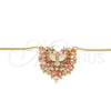Collares con Dije 04.156.0187.2.20 Oro Laminado, Diseño de Águila y Corazón, con Rosa and Blanca Zirconia Cubica, Pulido, Tono Dorado (02 MM Thickness, 20 Inches Length)