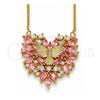 Collares con Dije 04.156.0187.2.20 Oro Laminado, Diseño de Águila y Corazón, con Zirconia Cubica Rosa y Blanca, Pulido, Tono Dorado (Grosor 02 MM, 20 Pulgadas de Largo)
