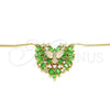 Collares con Dije 04.156.0187.3.20 Oro Laminado, Diseño de Águila y Corazón, con Verde and Blanca Zirconia Cubica, Pulido, Tono Dorado (02 MM Thickness, 20 Inches Length)