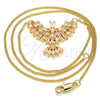 Collares con Dije 04.156.0188.20 Oro Laminado, Diseño de Águila, con Rose Water Opal Zirconia Cubica, Pulido, Tono Dorado (02 MM Thickness, 20 Inches Length)