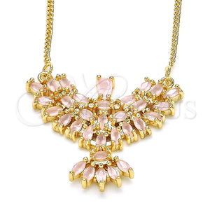 Collares con Dije 04.156.0188.20 Oro Laminado, Diseño de Águila, con Rose Water Opal Zirconia Cubica, Pulido, Tono Dorado (02 MM Thickness, 20 Inches Length)