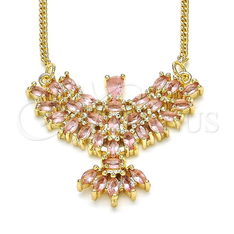 Collares con Dije 04.156.0188.2.20 Oro Laminado, Diseño de Águila, con Rosa Zirconia Cubica, Pulido, Tono Dorado (02 MM Thickness, 20 Inches Length)