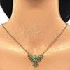 Collares con Dije 04.156.0188.3.20 Oro Laminado, Diseño de Águila, con Zirconia Cubica Verde, Pulido, Tono Dorado (Grosor 02 MM, 20 Pulgadas de Largo)