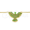 Collares con Dije 04.156.0188.3.20 Oro Laminado, Diseño de Águila, con Zirconia Cubica Verde, Pulido, Tono Dorado (Grosor 02 MM, 20 Pulgadas de Largo)