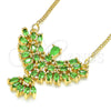 Collares con Dije 04.156.0188.3.20 Oro Laminado, Diseño de Águila, con Zirconia Cubica Verde, Pulido, Tono Dorado (Grosor 02 MM, 20 Pulgadas de Largo)