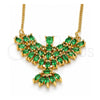 Collares con Dije 04.156.0188.3.20 Oro Laminado, Diseño de Águila, con Zirconia Cubica Verde, Pulido, Tono Dorado (Grosor 02 MM, 20 Pulgadas de Largo)