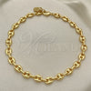 Tobillera Elegante 04.63.1310.10 Oro Laminado, Diseño de Puff Mariner, Pulido, Tono Dorado (Grosor 06.2 MM, 10 Pulgadas de Largo)