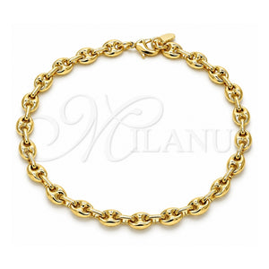 Tobillera Elegante 04.63.1310.10 Oro Laminado, Diseño de Puff Mariner, Pulido, Tono Dorado (Grosor 06.2 MM, 10 Pulgadas de Largo)