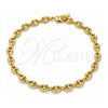 Tobillera Elegante 04.63.1310.10 Oro Laminado, Diseño de Puff Mariner, Pulido, Tono Dorado (Grosor 06.2 MM, 10 Pulgadas de Largo)