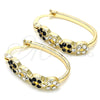 Argolla Pequeña 02.100.0069.3.15 Oro Laminado, con Negro and Blanca Cristal, Pulido, Tono Dorado