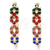 Argolla Pequeña 02.100.0069.4.15 Oro Laminado, con Multicolor Cristal, Pulido, Tono Dorado