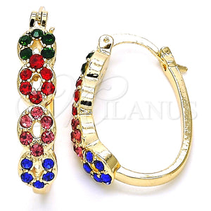 Argolla Pequeña 02.100.0069.4.15 Oro Laminado, con Multicolor Cristal, Pulido, Tono Dorado