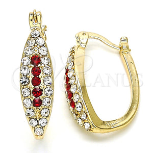 Argolla Pequeña 02.100.0083.1.15 Oro Laminado, con Rubi Cristal and Blanca Zirconia Cubica, Pulido, Tono Dorado