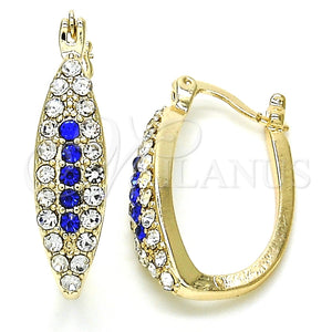 Argolla Pequeña 02.100.0083.2.15 Oro Laminado, con Zafiro Azul and Blanca Cristal, Pulido, Tono Dorado