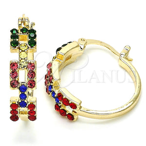Argolla Pequeña 02.100.0073.4.20 Oro Laminado, con Multicolor Cristal, Pulido, Tono Dorado