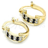 Argolla Pequeña 02.100.0074.3.15 Oro Laminado, con Negro and Blanca Cristal, Pulido, Tono Dorado