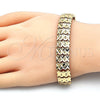 Pulsera Elegante 03.100.0058.07 Oro Laminado, Diamantado, Tono Dorado (13 MM Thickness, 7 Inches Length)