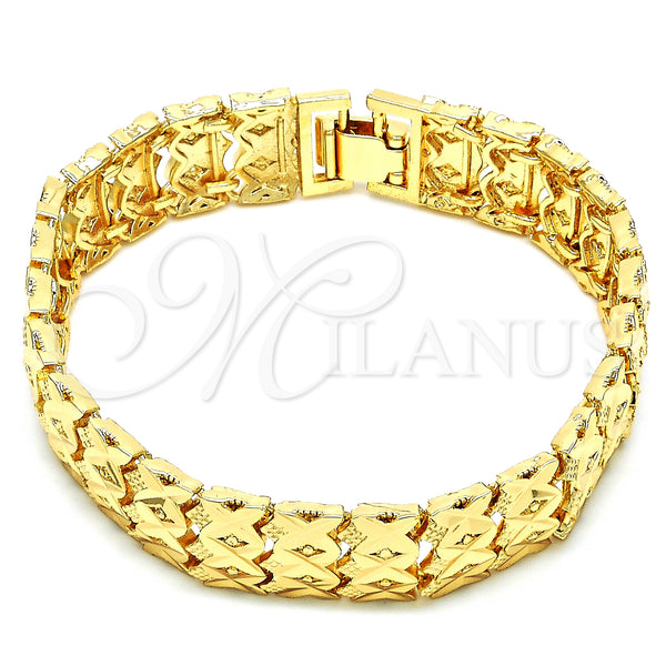 Pulsera Elegante 03.100.0058.07 Oro Laminado, Diamantado, Tono Dorado (13 MM Thickness, 7 Inches Length)
