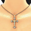 Dije Religioso 05.213.0060 Oro Laminado, Diseño de Crucifijo, con Blanca Zirconia Cubica, Pulido, Tono Dorado