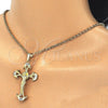 Dije Religioso 05.213.0060 Oro Laminado, Diseño de Crucifijo, con Blanca Zirconia Cubica, Pulido, Tono Dorado